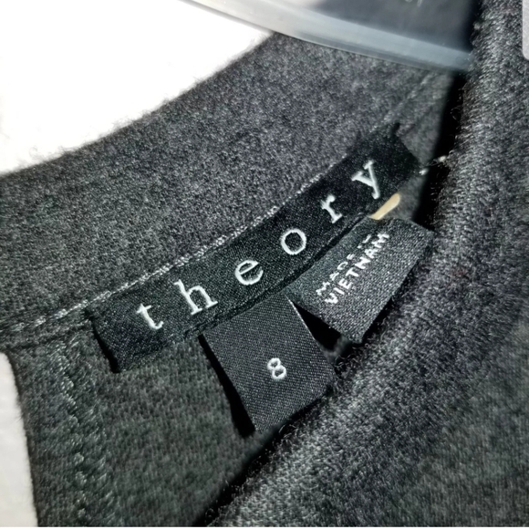 Theory virgin wool grey shift dress gevel Jersey flannel career keyhole sz 8 - Picture 3 of 8